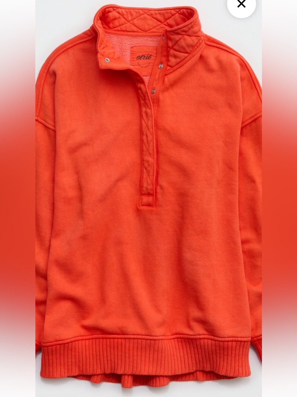Red/Orange Snap-Placket Pullover Sweatshirt - Picture 4 of 6